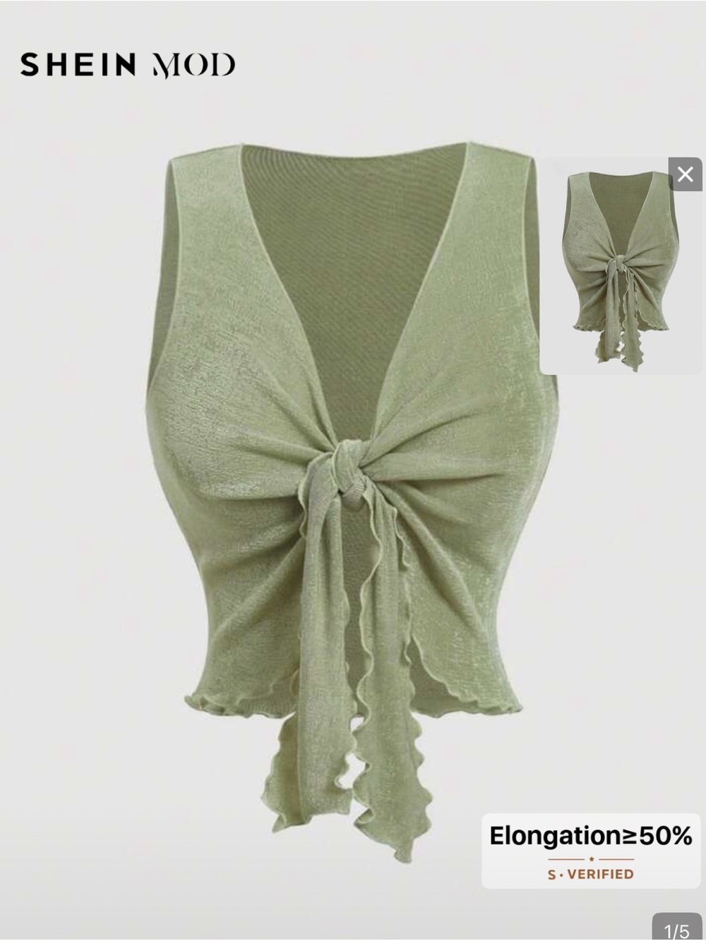 SHEIN Tie Tank Top - Green